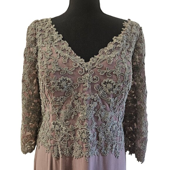 Jade Couture by Jasmine Lace Gown Gray 12 Formal Evening Dress Wedding Elegant - Picture 3 of 16